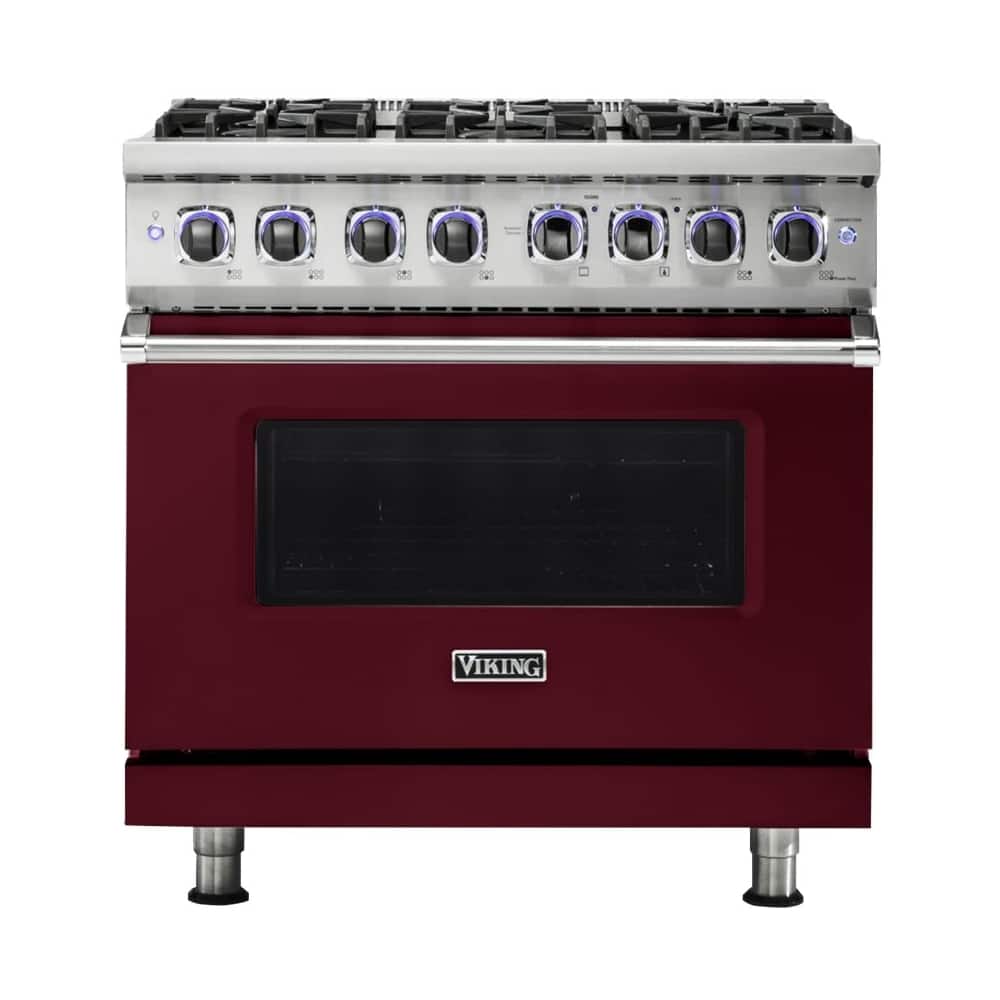 Front. Viking - 5.1 Cu. Ft. Freestanding Gas Convection Range - Burgundy.
