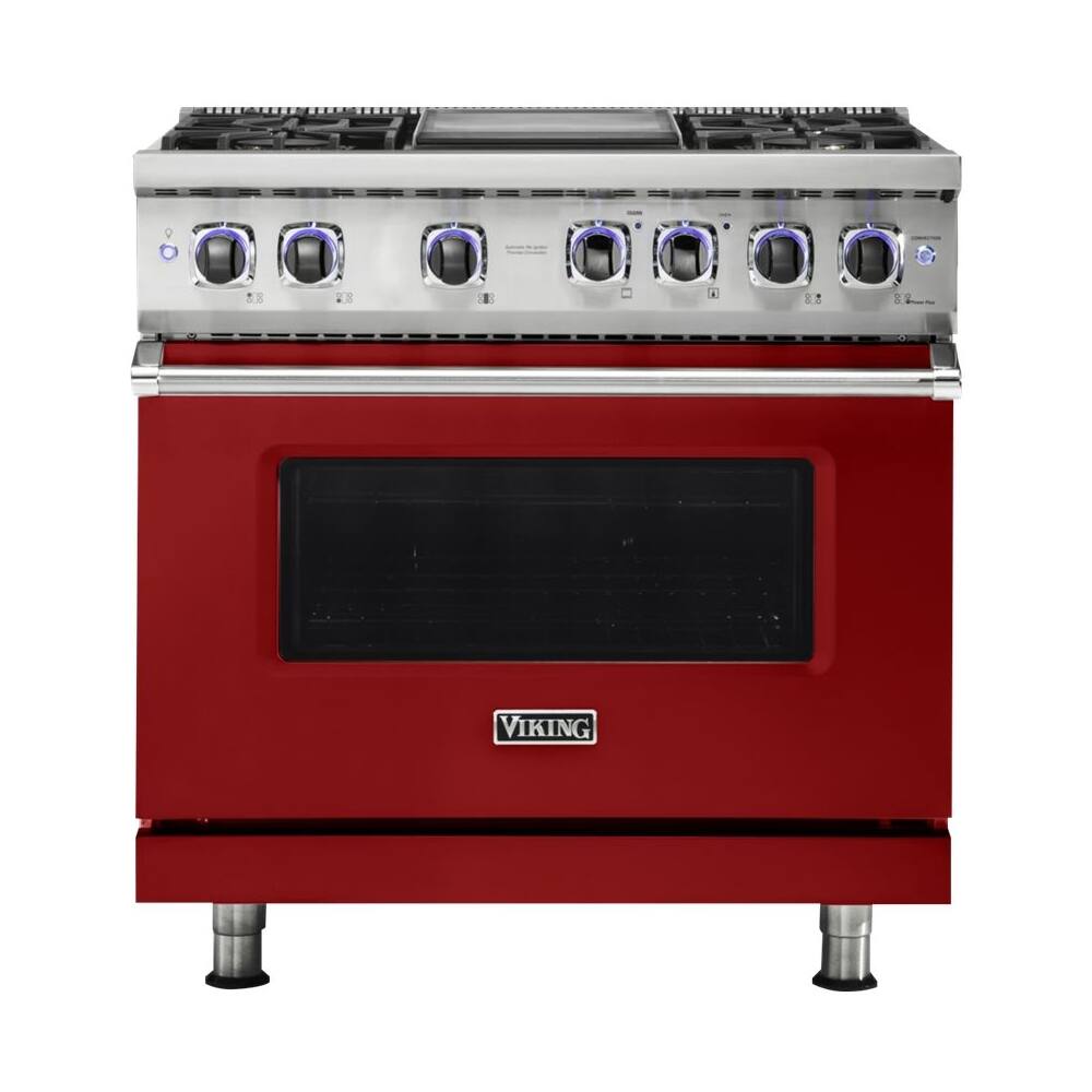 Front. Viking - 5.1 Cu. Ft. Freestanding Gas Convection Range - Apple Red.