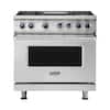 Front. Viking - VGR Freestanding 7-Series Gas 36"W Range - Stainless Steel.