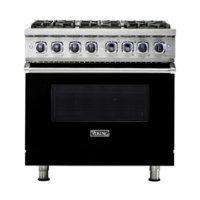 Viking - 5.6 Cu. Ft. Self-Cleaning Freestanding Dual Fuel Convection Range - Black - Front_Zoom