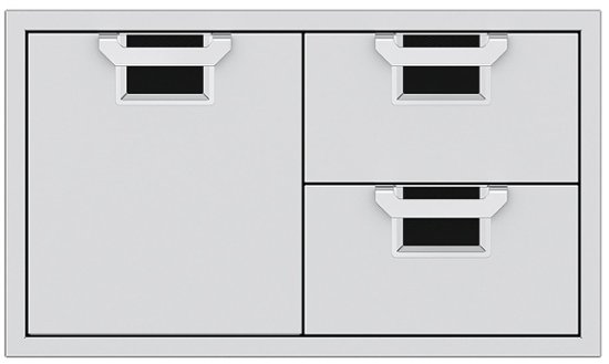 Angle Zoom. Aspire by Hestan - AESDR Series 36" Double Drawer and Storage Door Combination - Stealth.