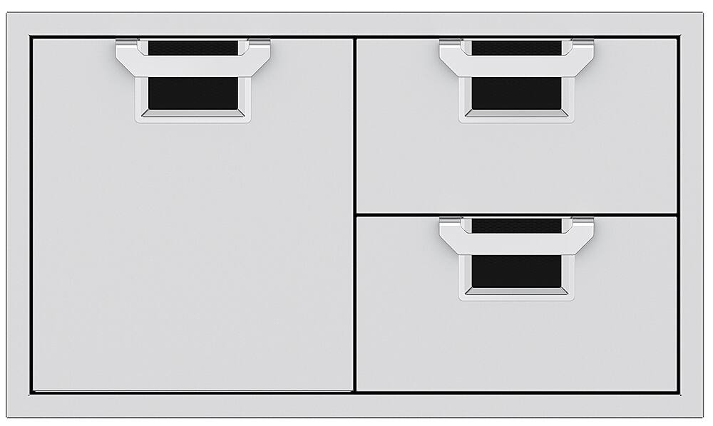 Angle. Aspire by Hestan - AESDR Series 36" Double Drawer and Storage Door Combination - Stealth.