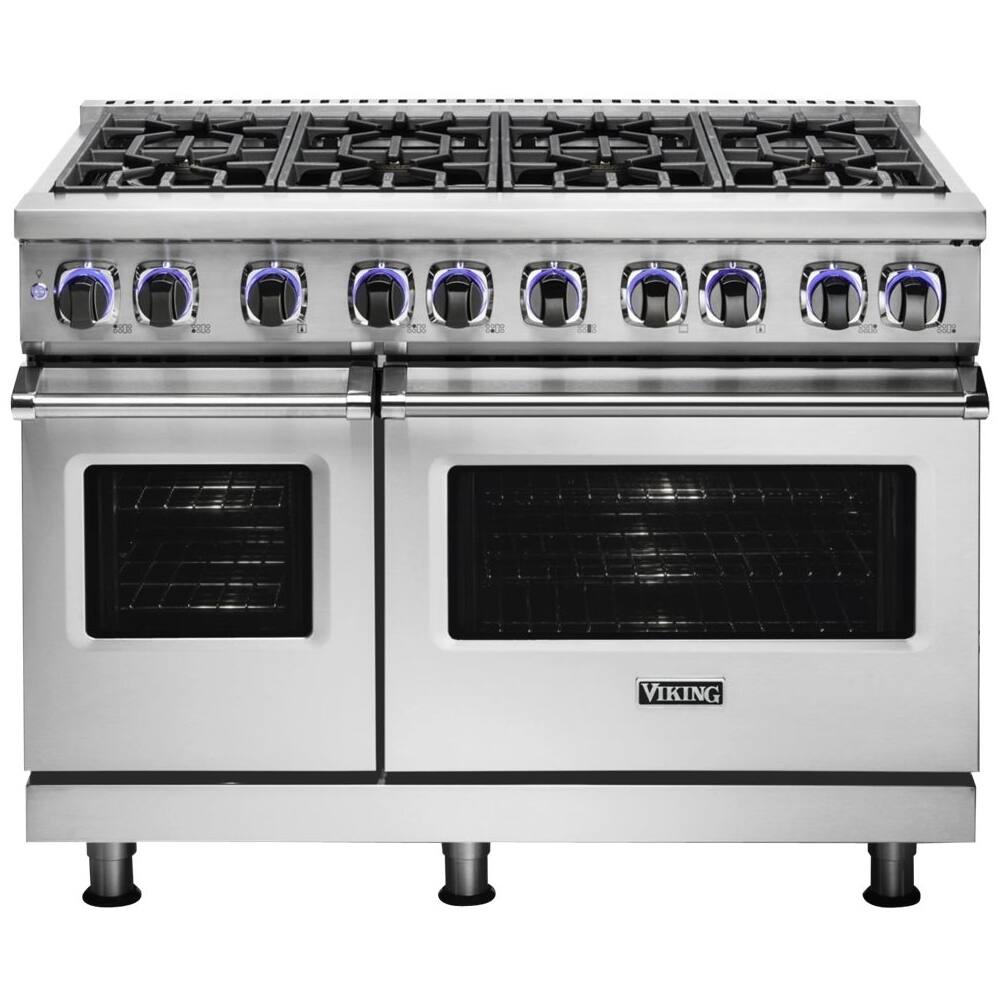 Viking - 48"W 7-Series Dual Fuel Self-Clean Range-8 Burners-LP - Stainless Steel