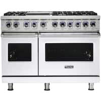 Viking - Self-Cleaning Freestanding Double Oven Dual Fuel Convection Range - White - Front_Zoom