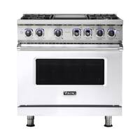 Viking - Freestanding 7 Series Dual Fuel Self-Clean 36"W Range - White - Front_Zoom