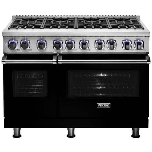 Viking - Freestanding Double Oven Gas Range - Black