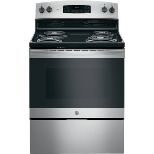 GE - 5.0 Cu. Ft. Self-Cleaning Freestanding Electric Range - Stainless Steel