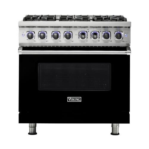 Viking - 5.6 Cu. Ft. Self-Cleaning Freestanding Dual Fuel LP Gas Convection Range - Black