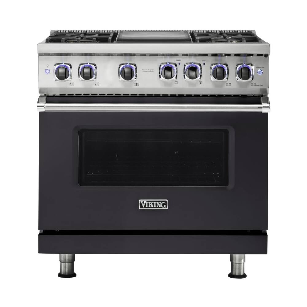 Front. Viking - 5.6 Cu. Ft. Self-Cleaning Freestanding Dual Fuel Convection Range - Graphite Gray.