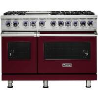 Viking - Self-Cleaning Freestanding Double Oven Dual Fuel Convection Range - Burgundy - Front_Zoom
