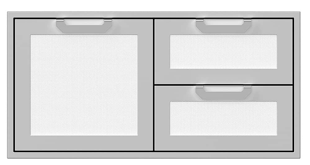 Angle. Hestan - AGSDR Series 42" Double Drawer and Storage Door Combination - Froth.
