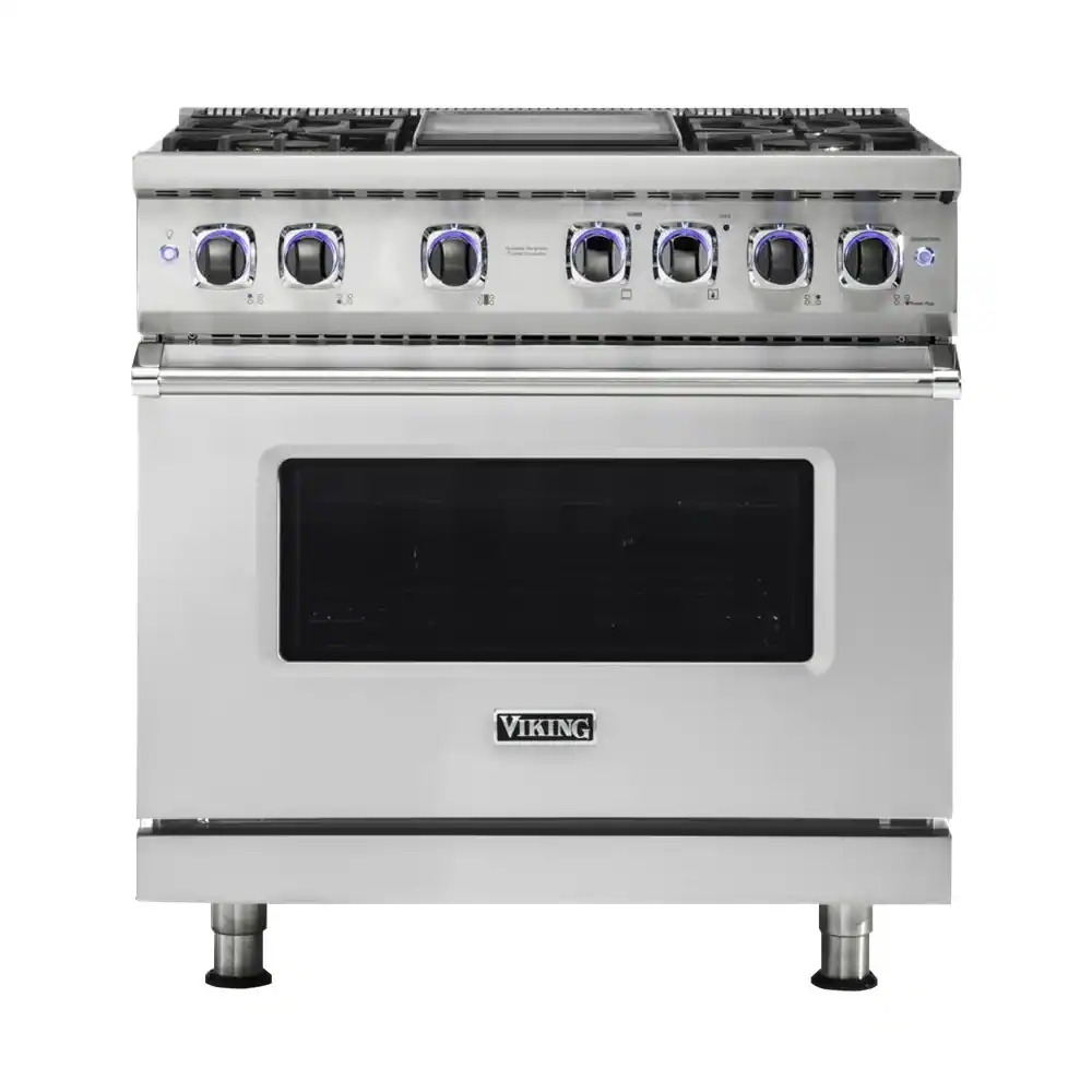 Front. Viking - VGR Freestanding 7-Series Gas 36"W Range - Stainless Steel.