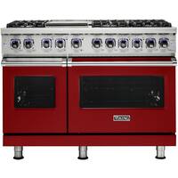 Viking - Self-Cleaning Freestanding Double Oven Dual Fuel Convection Range - Apple Red - Front_Zoom