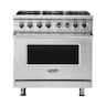 Viking - 36 in. Wide 6 Burner Freestanding 7 Series Dual Fuel Self-Clean Range - Stainless Steel
