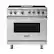 Front. Viking - Freestanding 7 Series Dual Fuel Self-Clean 36"W Range - Stainless steel.