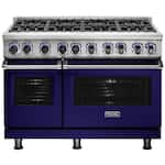 Viking - Self-Cleaning Freestanding Double Oven Dual Fuel Convection Range - Cobalt Blue - Front_Standard