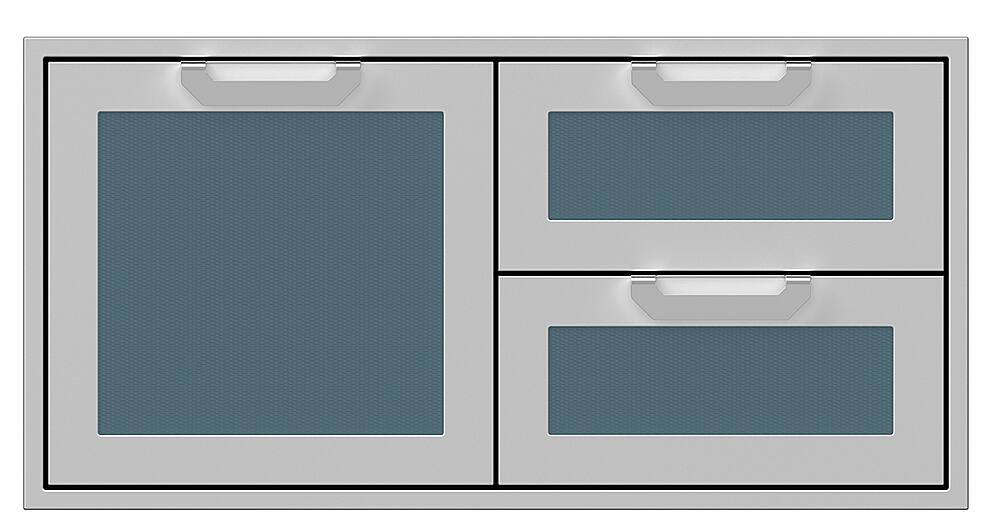 Angle. Hestan - AGSDR Series 42" Double Drawer and Storage Door Combination - Pacific Fog.