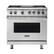 Front. Viking - Freestanding 7 Series Dual Fuel Self-Clean 36"W Range - Stainless Steel.