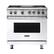 Front. Viking - Freestanding 7 Series Dual Fuel Self-Clean 36"W Range - White.