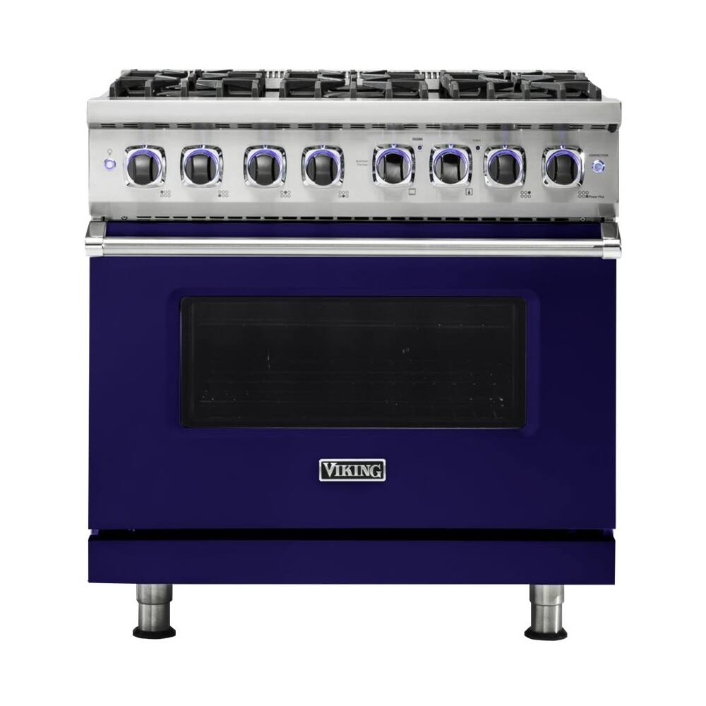 Front. Viking - 5.1 Cu. Ft. Freestanding Gas Convection Range - Cobalt Blue.