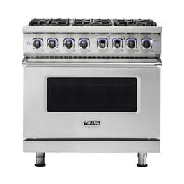 Viking - Freestanding 7 Series Dual Fuel Self-Clean 36"W Range - Stainless Steel