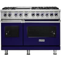 Viking - Self-Cleaning Freestanding Double Oven Dual Fuel Convection Range - Cobalt Blue - Front_Zoom