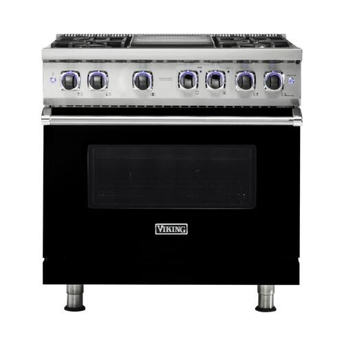 Viking - 5.6 Cu. Ft. Self-Cleaning Freestanding Dual Fuel LP Gas Convection Range - Black