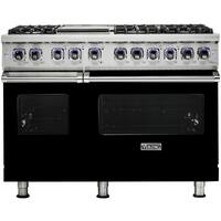 Viking - Self-Cleaning Freestanding Double Oven Dual Fuel Convection Range - Black - Front_Zoom