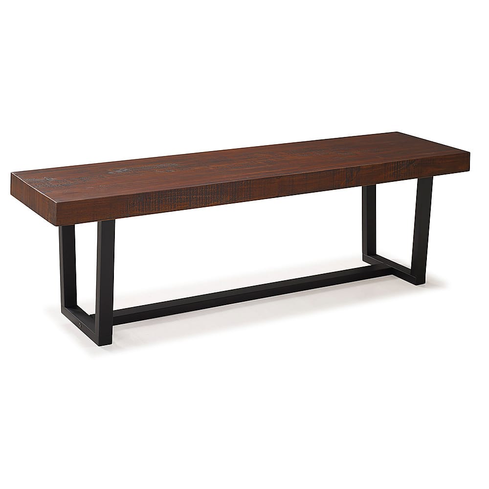 Angle View: Walker Edison - Solid Wood Farmhouse Dining Bench - Mahogany