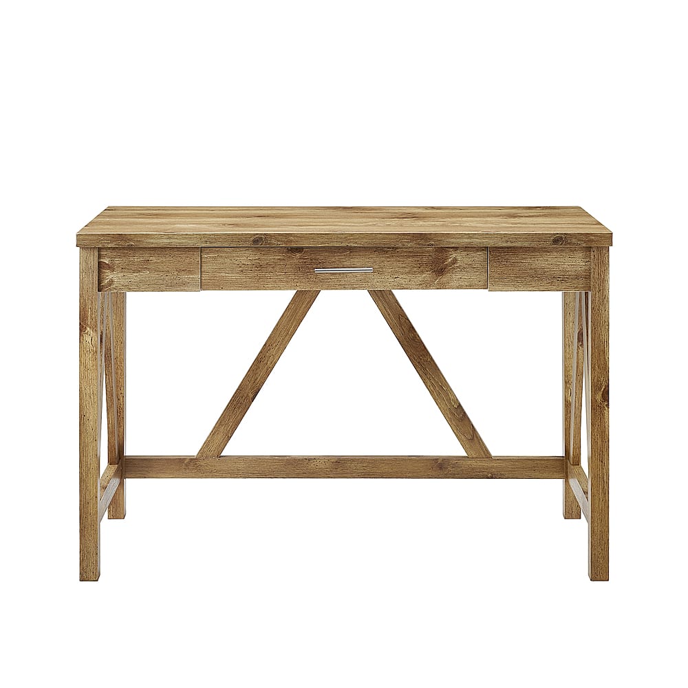 Walker Edison - Rustic Farmhouse A-Frame Computer Desk - Barnwood - Front_Zoom