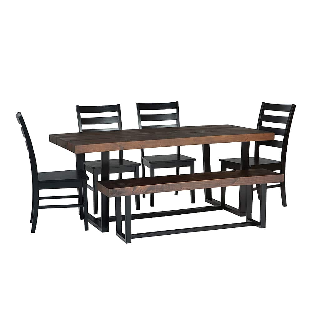 Angle View: Walker Edison - Rectangular Farmhouse Dining Table (Set of 6) - Mahogany/Black