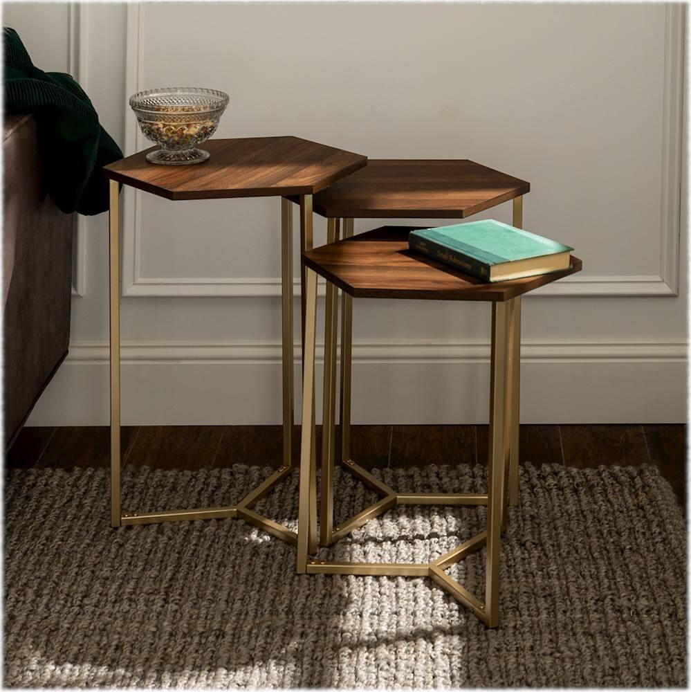 Best Buy Walker Edison Modern Nesting 3 Piece End/Side Table Dark