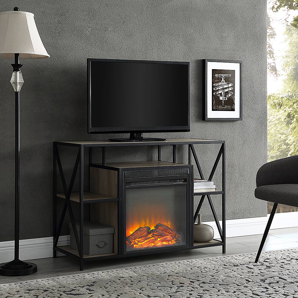 Best Buy Walker Edison OpenShelf XFrame Fireplace TV Console for
