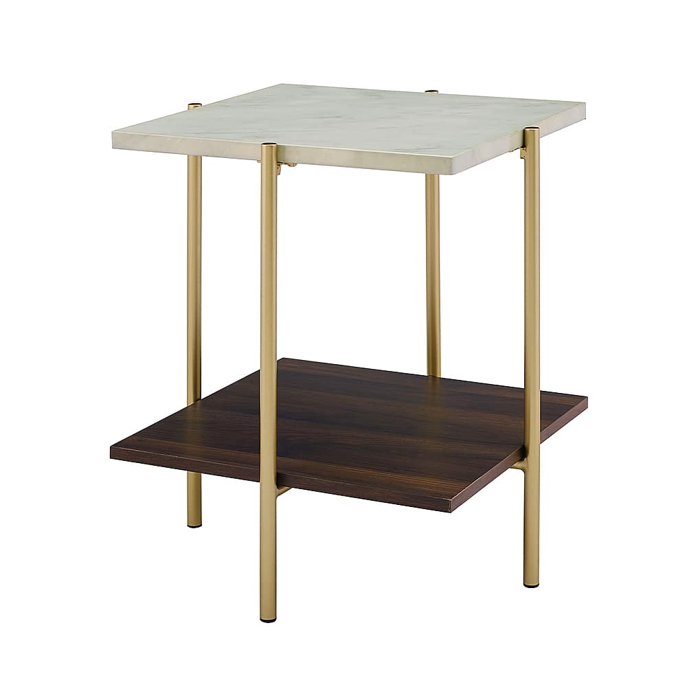 Angle View: Walker Edison - Simone Square Side Table - Marble/Gold