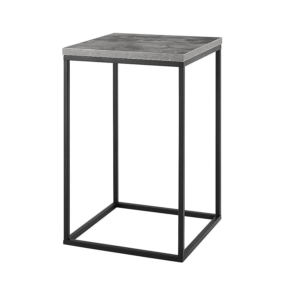 Left View: Walker Edison - Modern Open Sided End/Side Table - Dark Concrete/Black