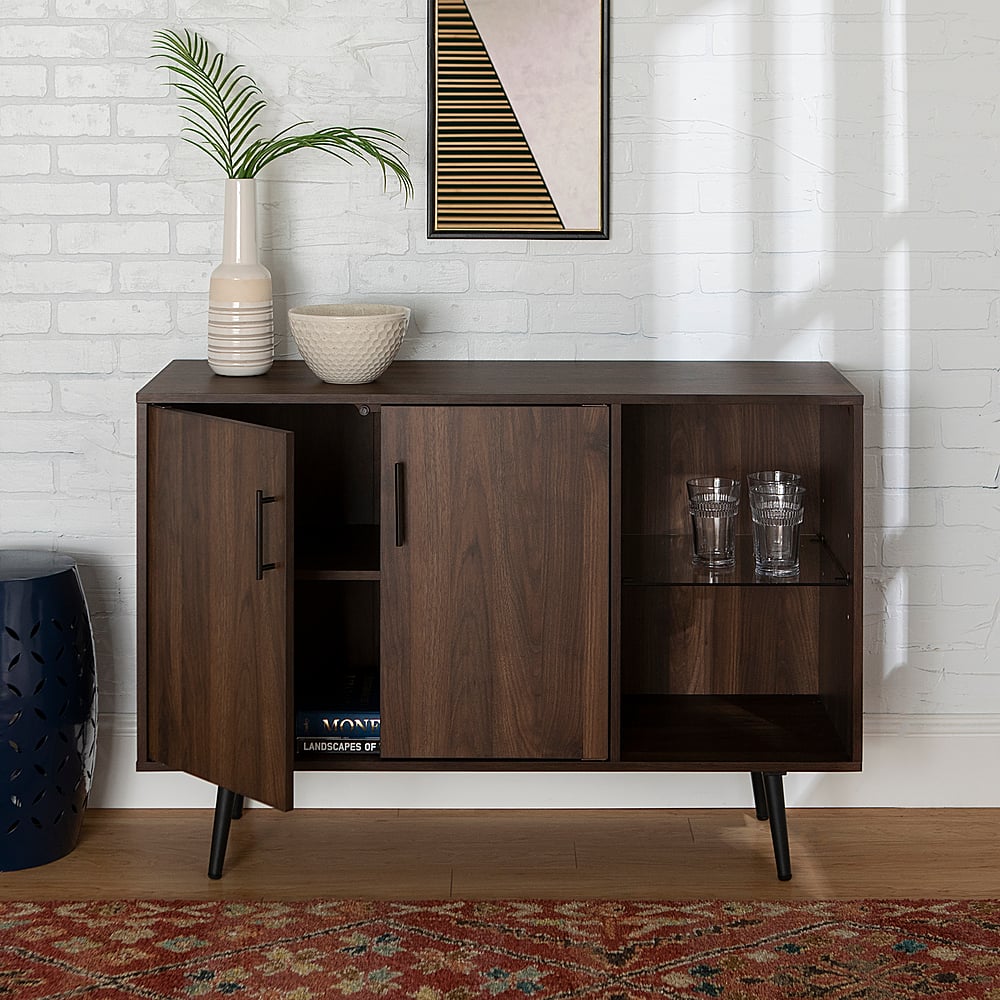 Best Buy: Walker Edison Mid-Century Wood TV Console for Most TVs Up to ...