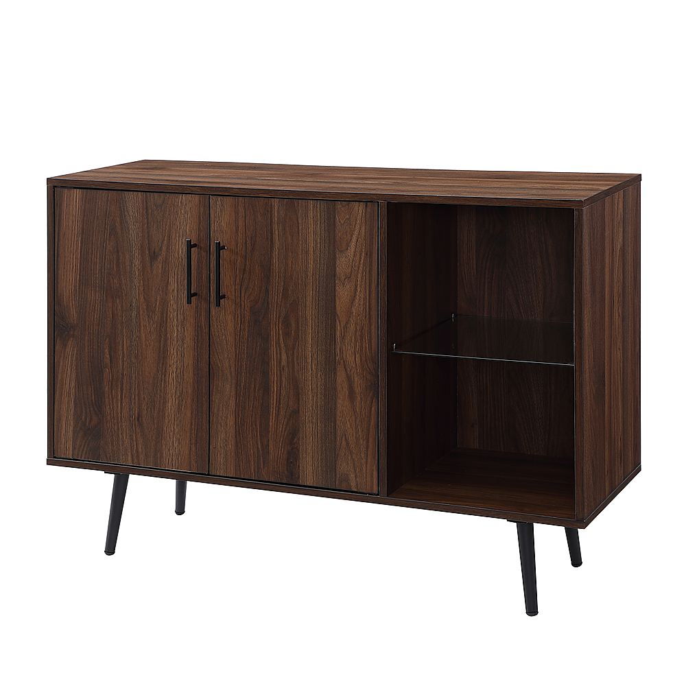 Left View: Walker Edison - Mid-Century Wood TV Console for Most TVs Up to 48" - Dark Walnut