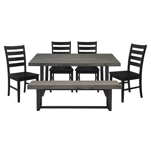 Walker Edison - Rectangular Farmhouse Dining Table (Set of 6) - Gray/Black