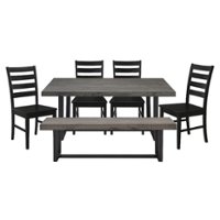 Walker Edison - Rectangular Farmhouse Dining Table (Set of 6) - Gray/Black - Front_Zoom