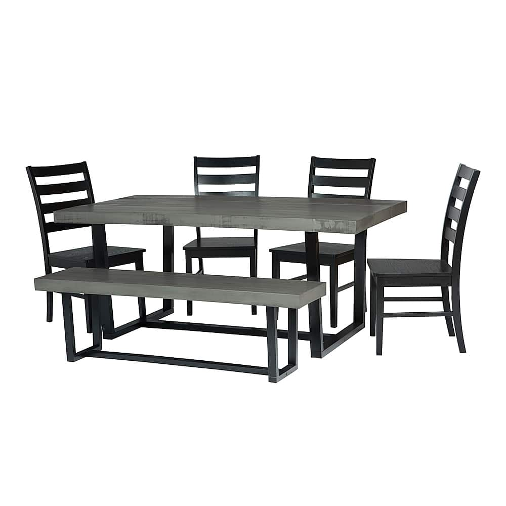 Left View: Walker Edison - Industrial 6-Piece Dining Set - Antique White/Brown