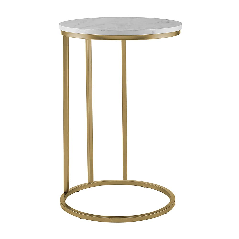 Angle View: Walker Edison - Modern Nesting 3 Piece End/Side Table - Faux White Marble/Gold