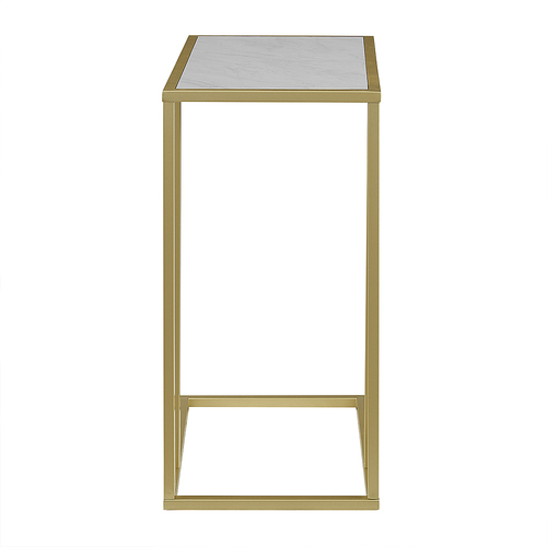 Walker Edison - Modern Rectangle End/Side Table - White Faux Marble/Gold