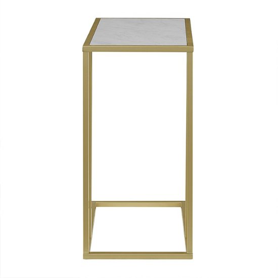 Walker Edison Modern Rectangle End/Side Table White Faux Marble/Gold ...