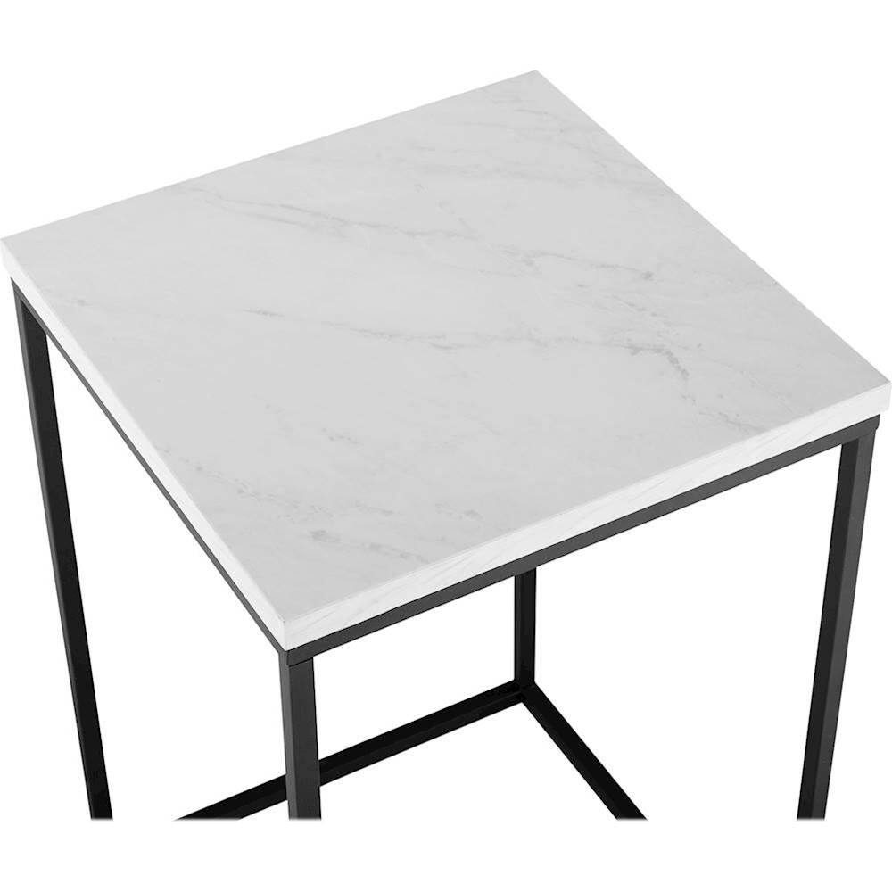 Walker Edison Modern Open Sided End/Side Table Faux White Marble/Black ...