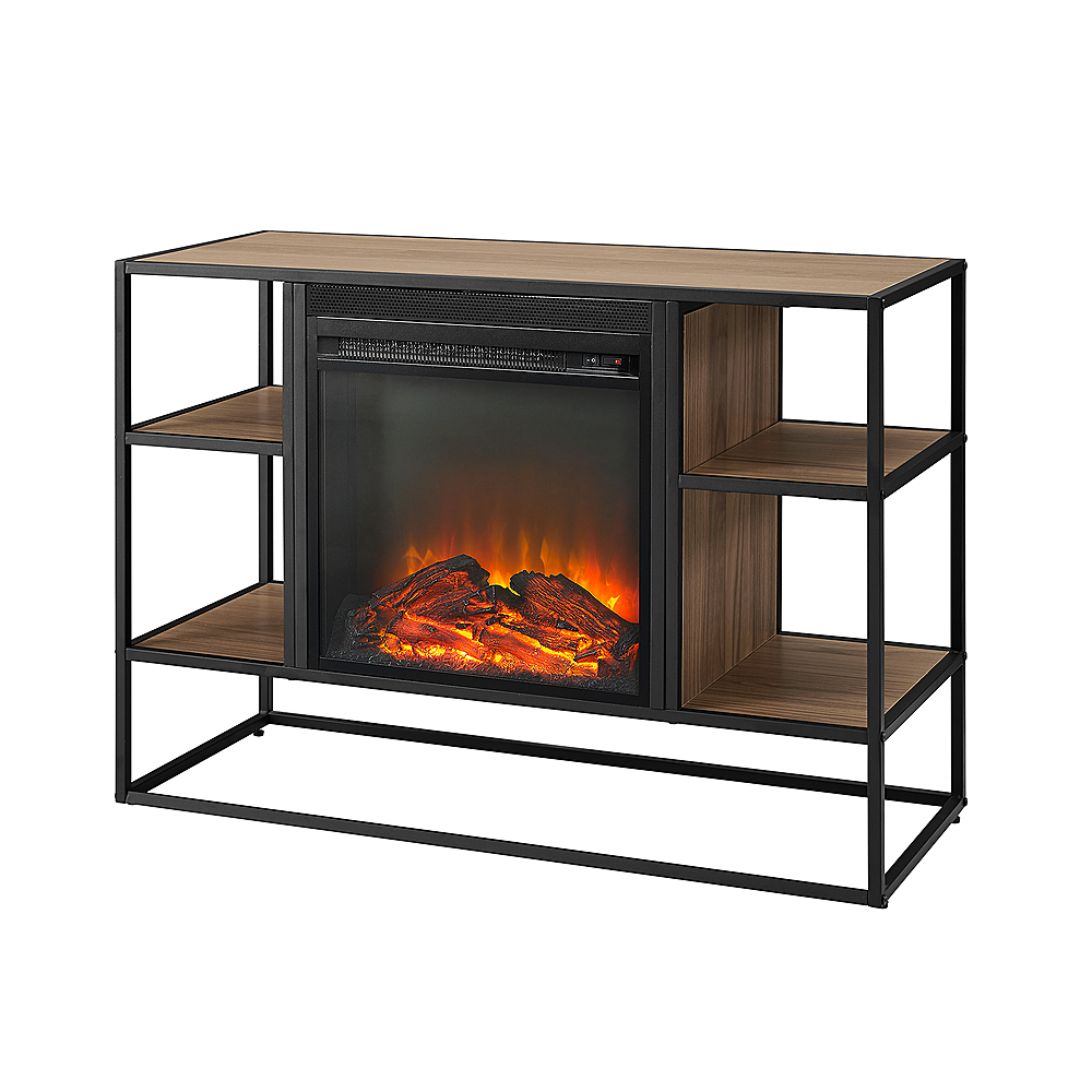 Left View: Walker Edison - Fireplace TV Console for Most TVs Up to 44" - Mocha
