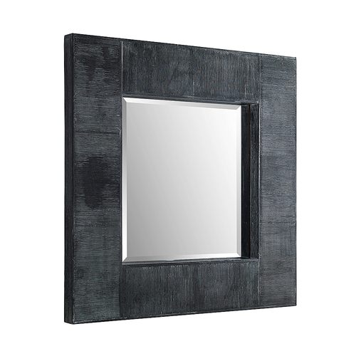 Walker Edison - 32" Square Textured Wood Mirror - Gray Wash