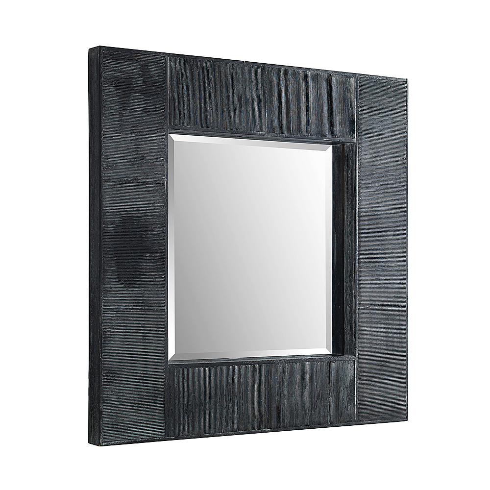 Angle View: Walker Edison - 32" Square Textured Wood Mirror - Gray Wash
