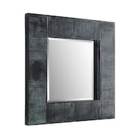 Walker Edison - 32" Square Textured Wood Mirror - Gray Wash - Angle_Zoom