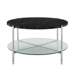 Front Zoom. Walker Edison - Modern Round Coffee Table - Faux Black Marble/Glass/Chrome.