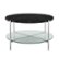 Front Zoom. Walker Edison - Modern Round Coffee Table - Faux Black Marble/Glass/Chrome.